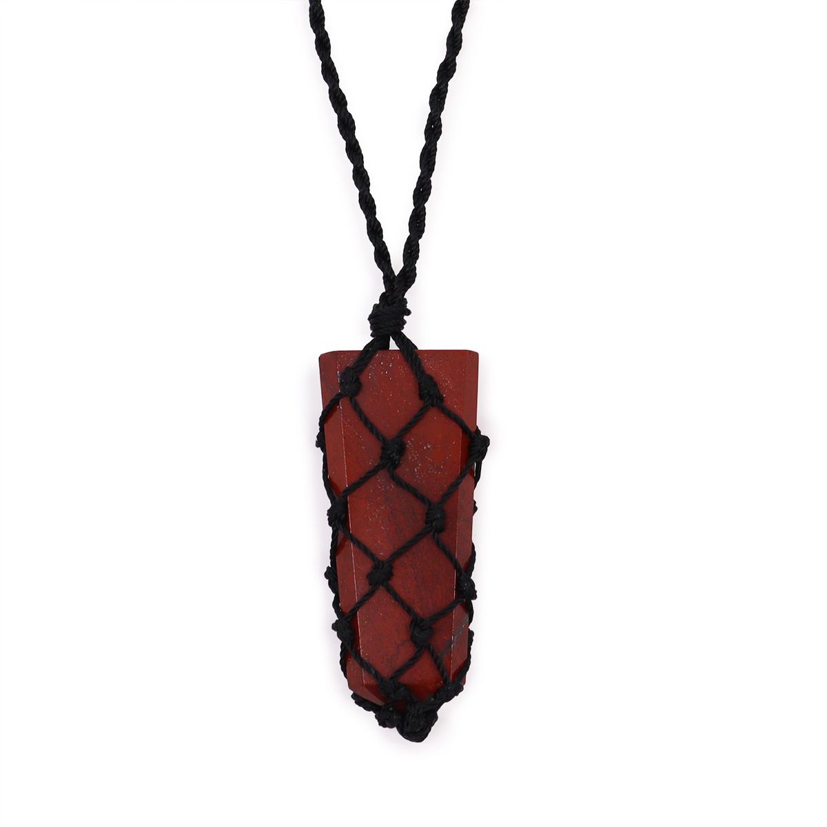 Laced Gemstone Flat Point Pendant – Red Jasper