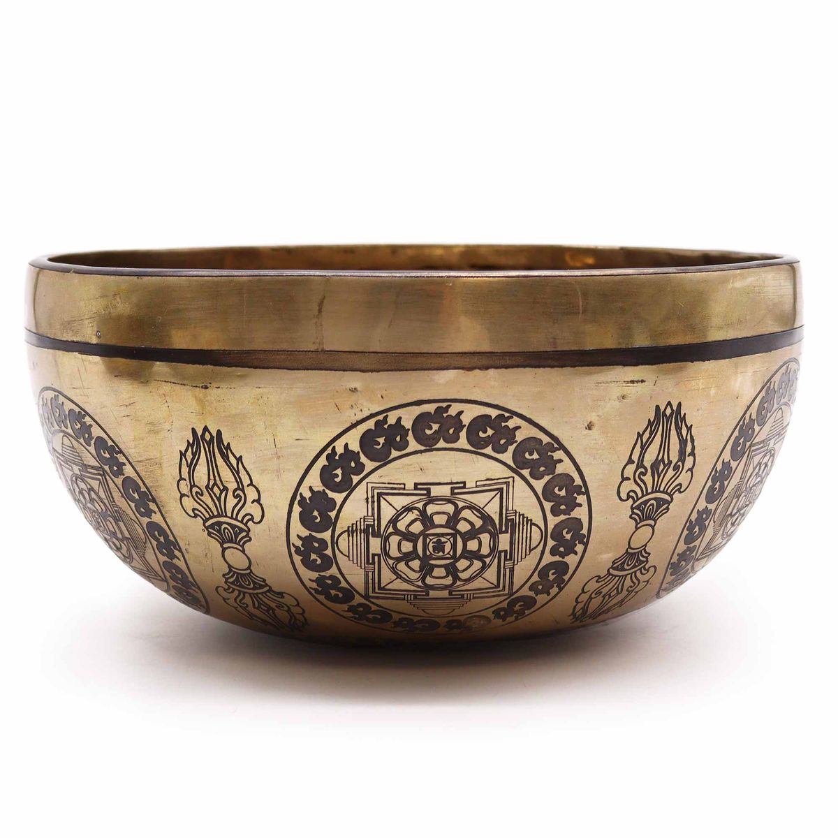 Tibetan Engraved Singing Bowl – 5 Buddhas, 21cm