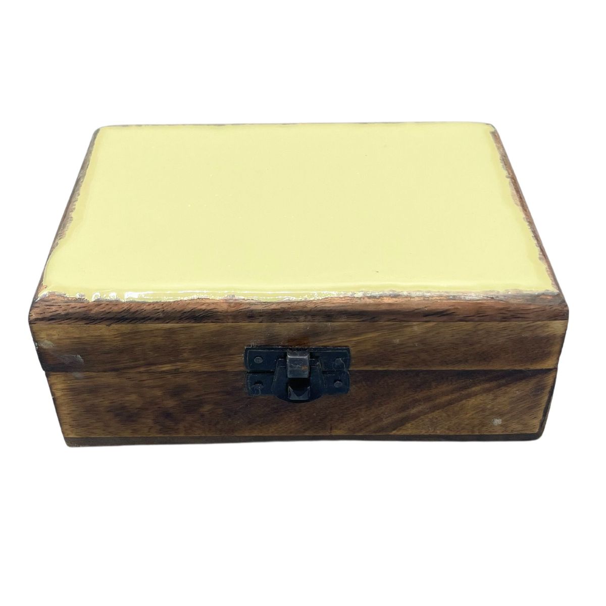 Ceramic Glazed Mango Wood Box – Concrete, 15 x 10cm