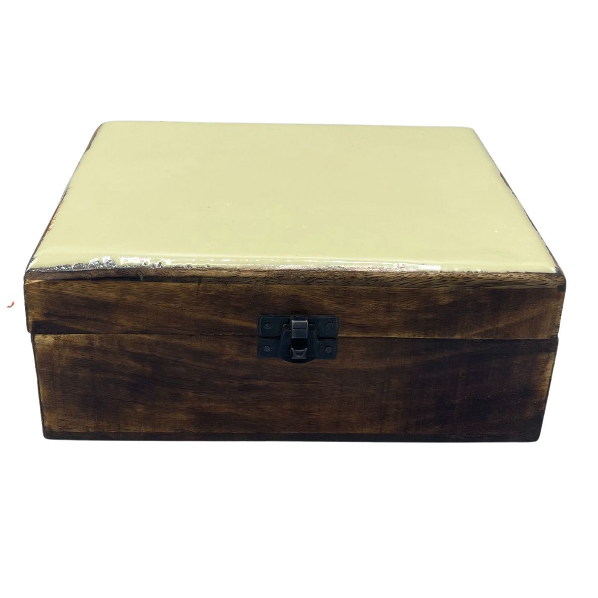 Ceramic Glazed Mango Wood Box – Concrete, 20 x 15cm