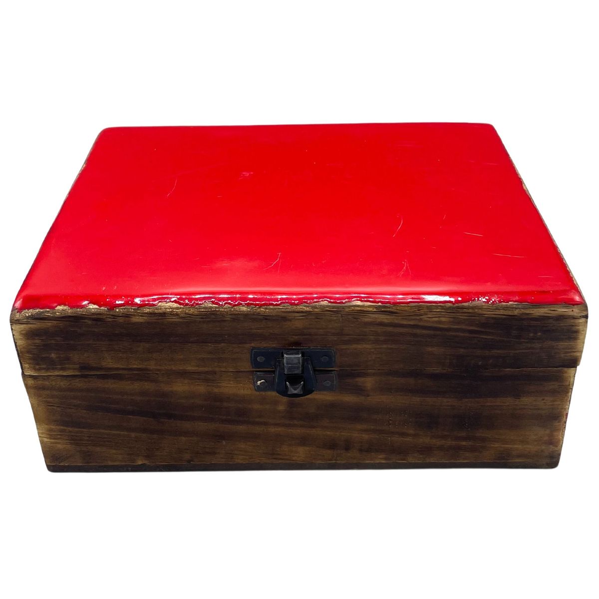 Ceramic Glazed Mango Wood Box – Red, 20 x 15cm