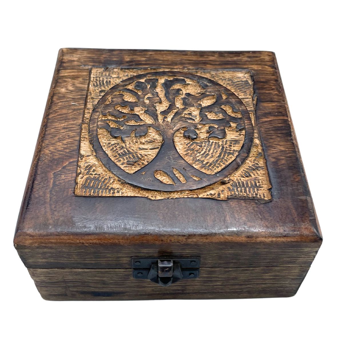 Square Wooden Keepsake Box – Tree of Life, 13x13x6cm