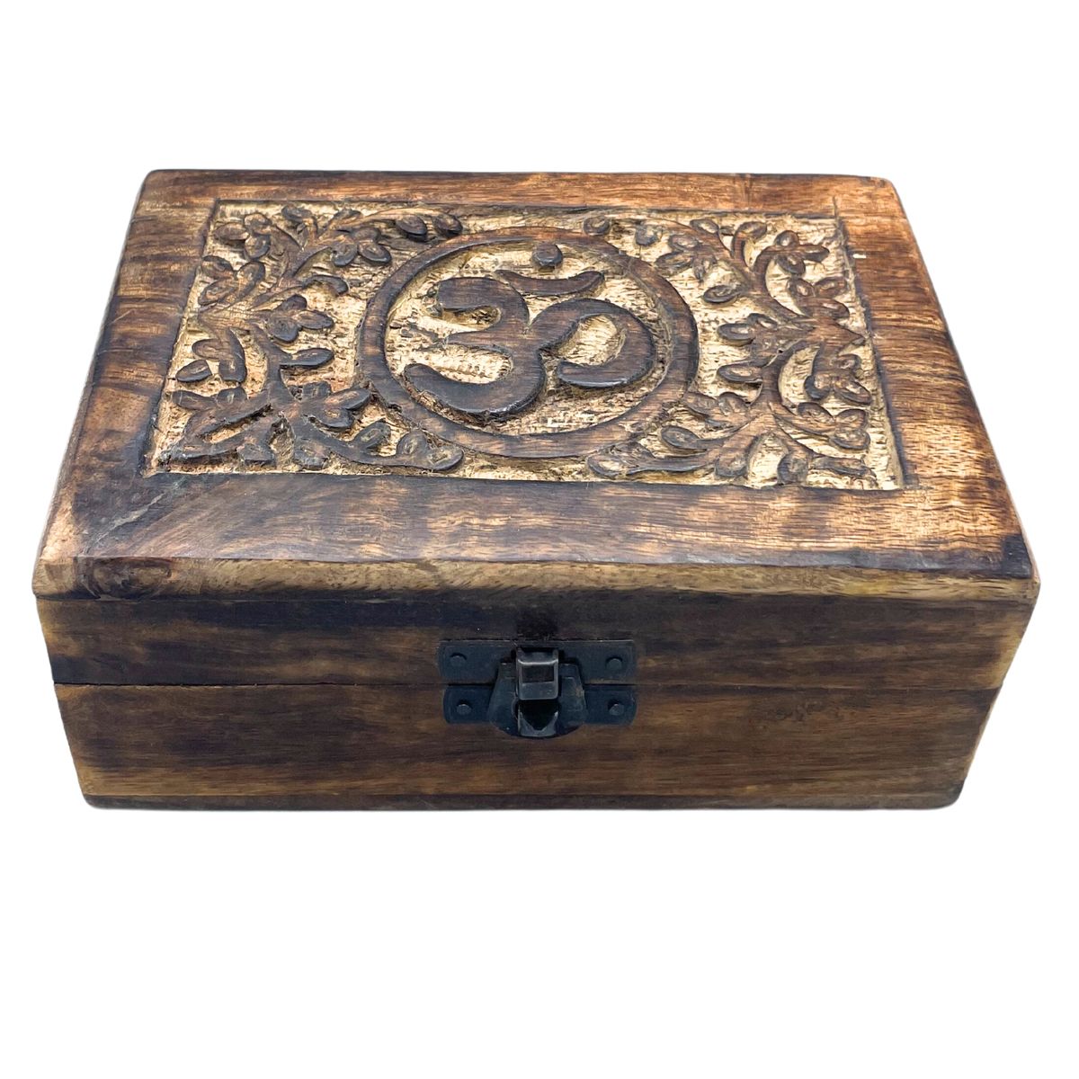 Mango Wood Keepsake Box – Om, Medium 15 x 10cm