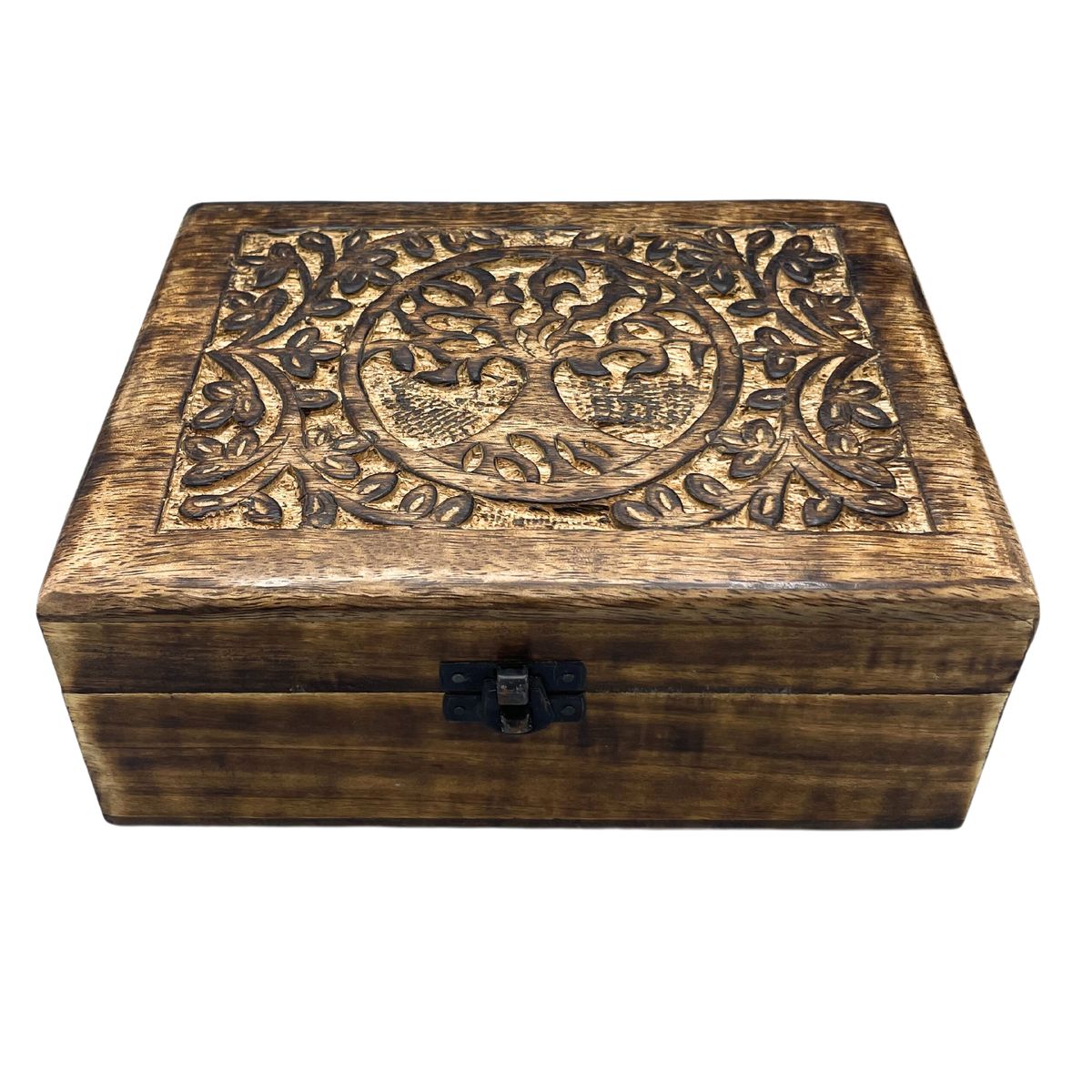 Mango Wood Keepsake Box – Tree of Life, Large 20 x 15cm