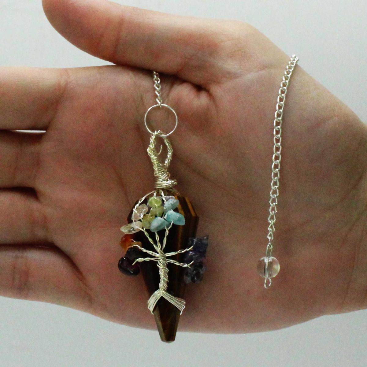 Seven Chakra Magic Pendulum – Tiger Eye