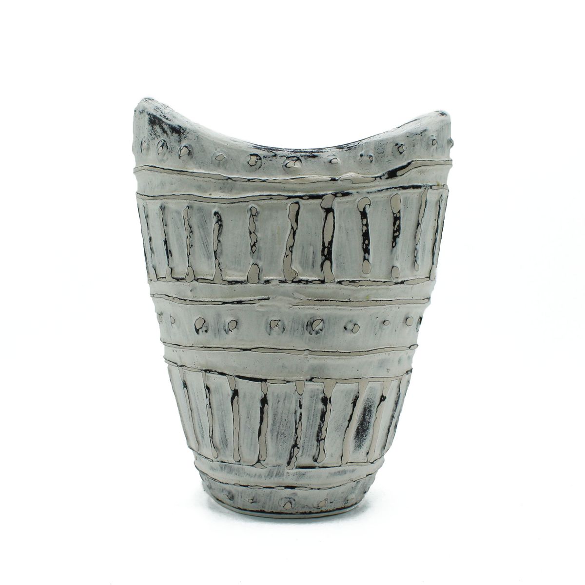 Wide Neck Shaped Vase – Cream, 22cm
