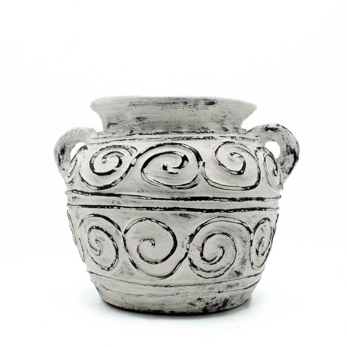 Greek Clay Plant Pot with Handles – Cream, 15cm