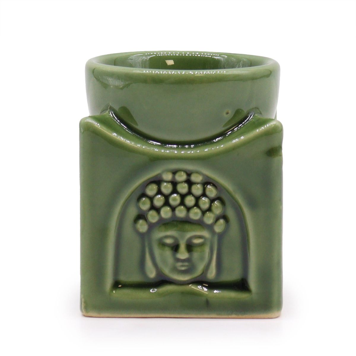 Square Buddha Ceramic Burner – Dark Jade
