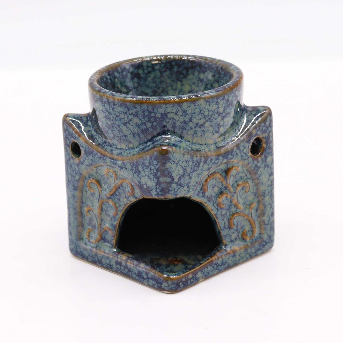 Square Buddha Ceramic Burner – Dusty Blue