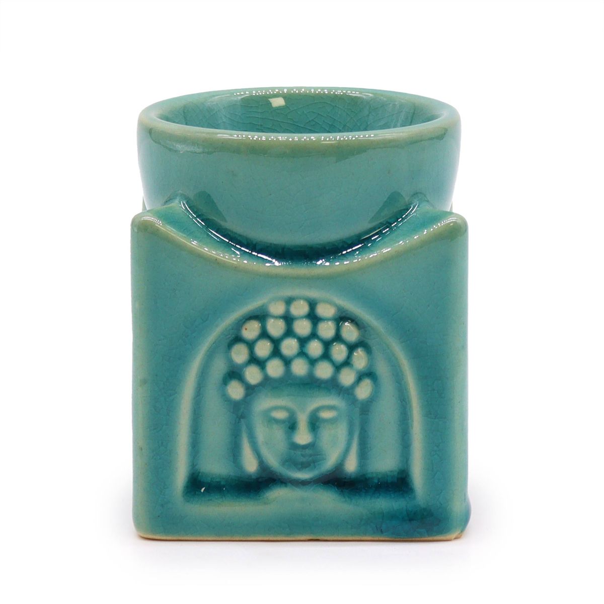 Square Buddha Ceramic Burner – Soft Turquoise