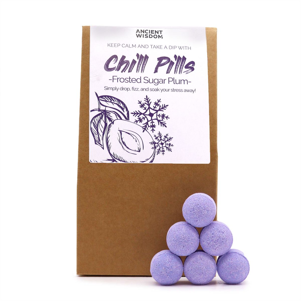 Chill Pills Bath Fizzers Gift Pack – Frosted Sugar Plum, 350g