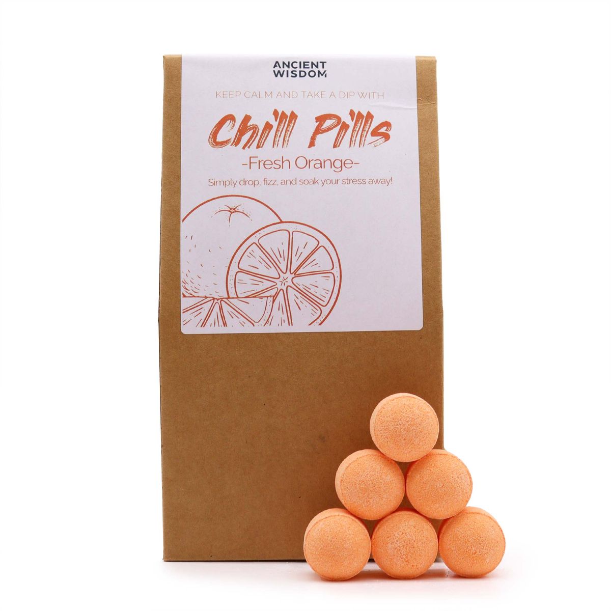 Chill Pills Bath Fizzers Gift Pack – Fresh Orange, 350g