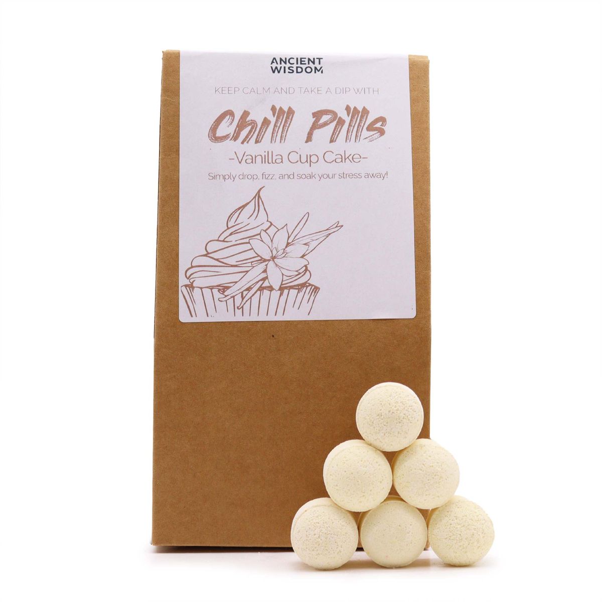 Chill Pills Bath Fizzers Gift Pack – Vanilla Cupcake, 350g