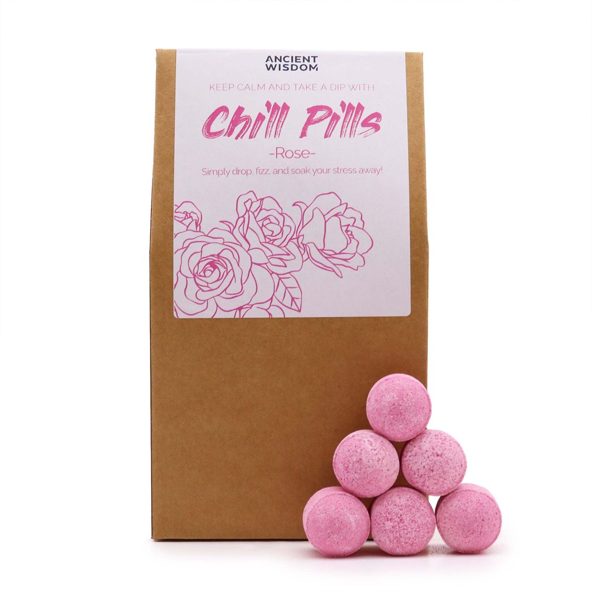 Chill Pills Bath Fizzers Gift Pack – Rose, 350g