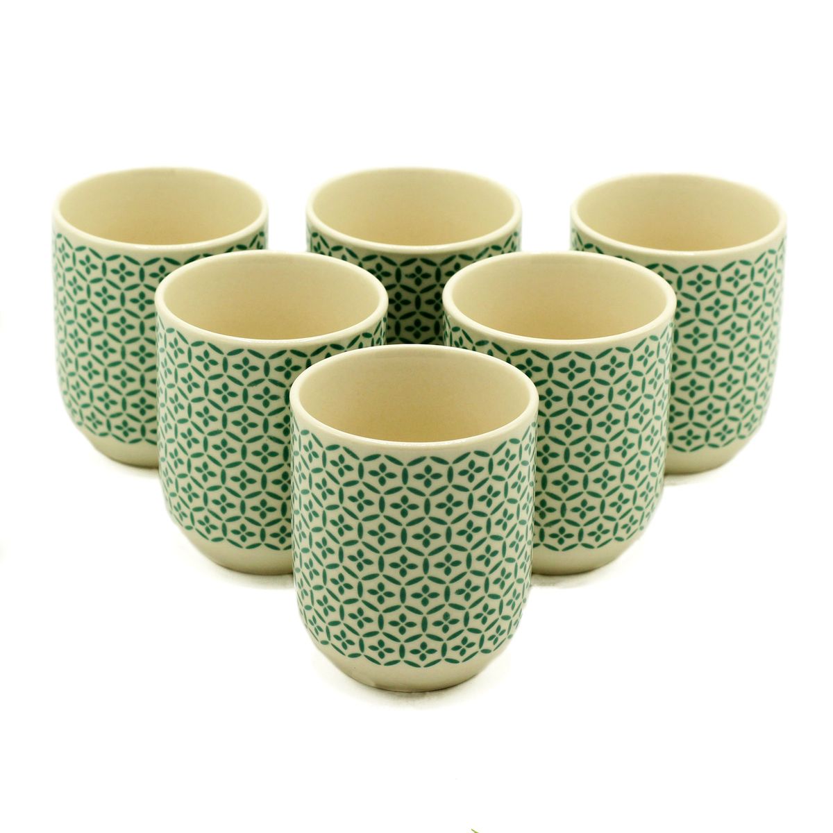 Herbal Tea Cups – Green Mosaic, Set of 6