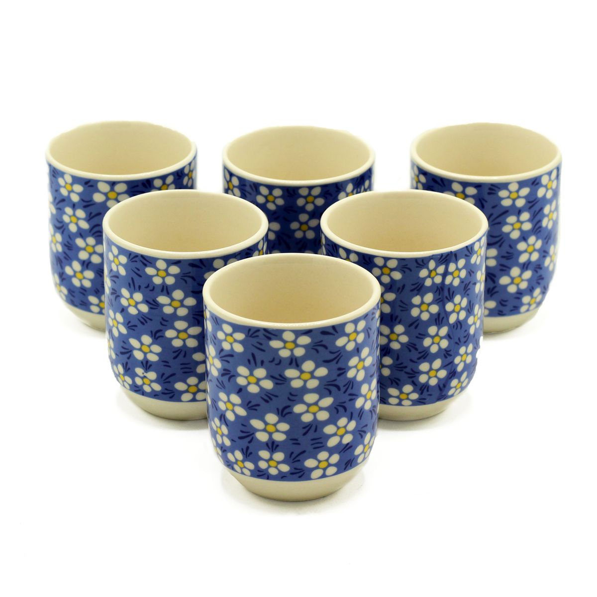 Herbal Tea Cups – Blue Daisy, Set of 6