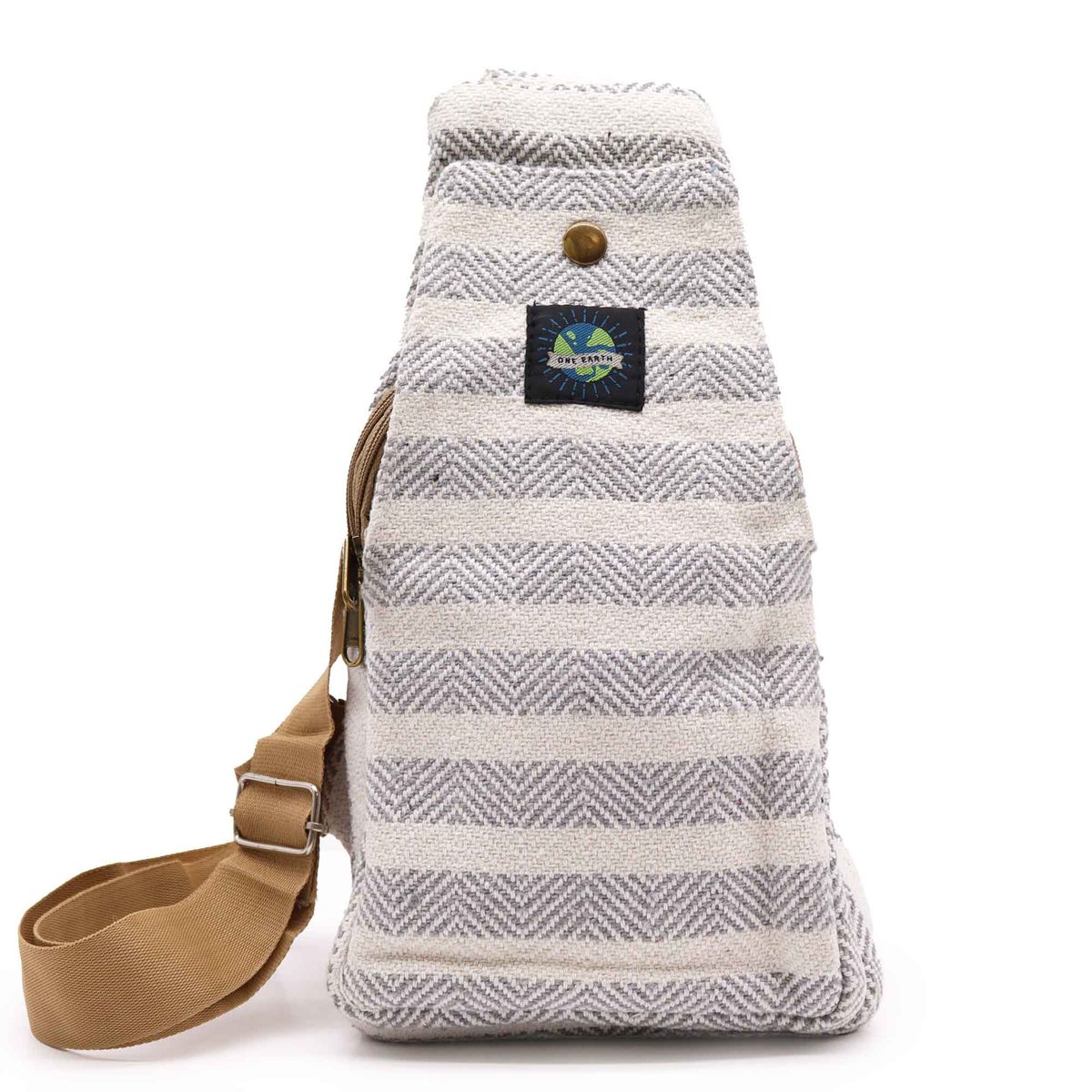 Natural Cotton Cross-Body Bag – Grey & White