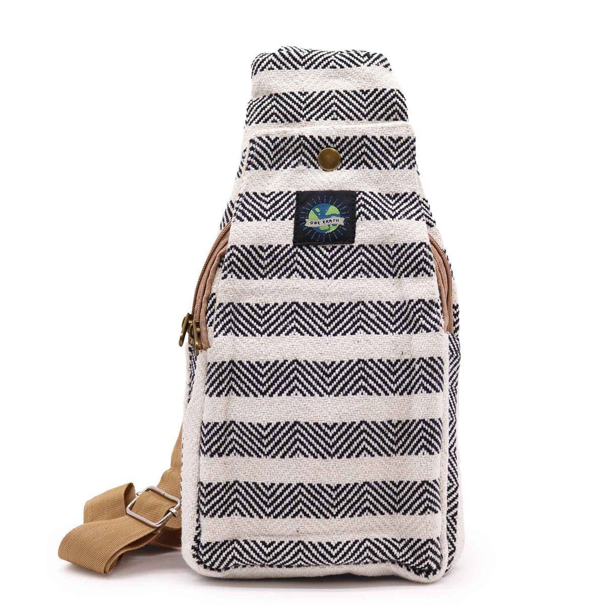 Natural Cotton Cross-Body Bag – Black & White