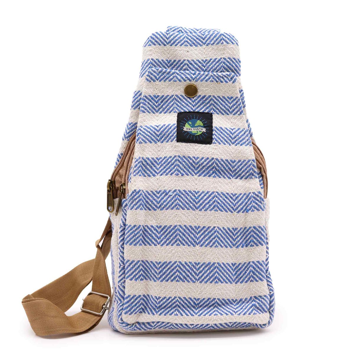 Natural Cotton Cross-Body Bag – Blue & White