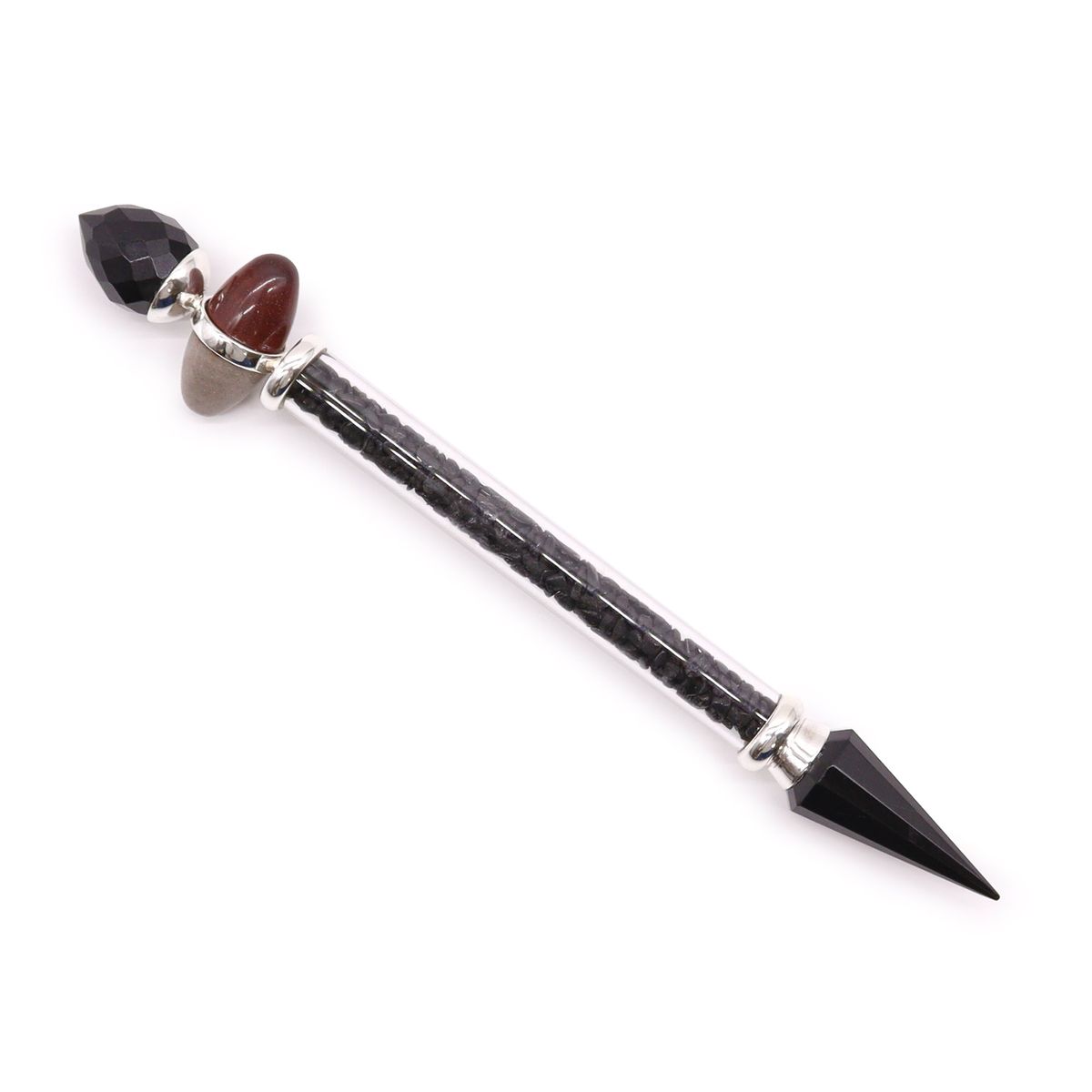Shiva Lingam Magic Wand – Black Tourmaline & Agate, Protection