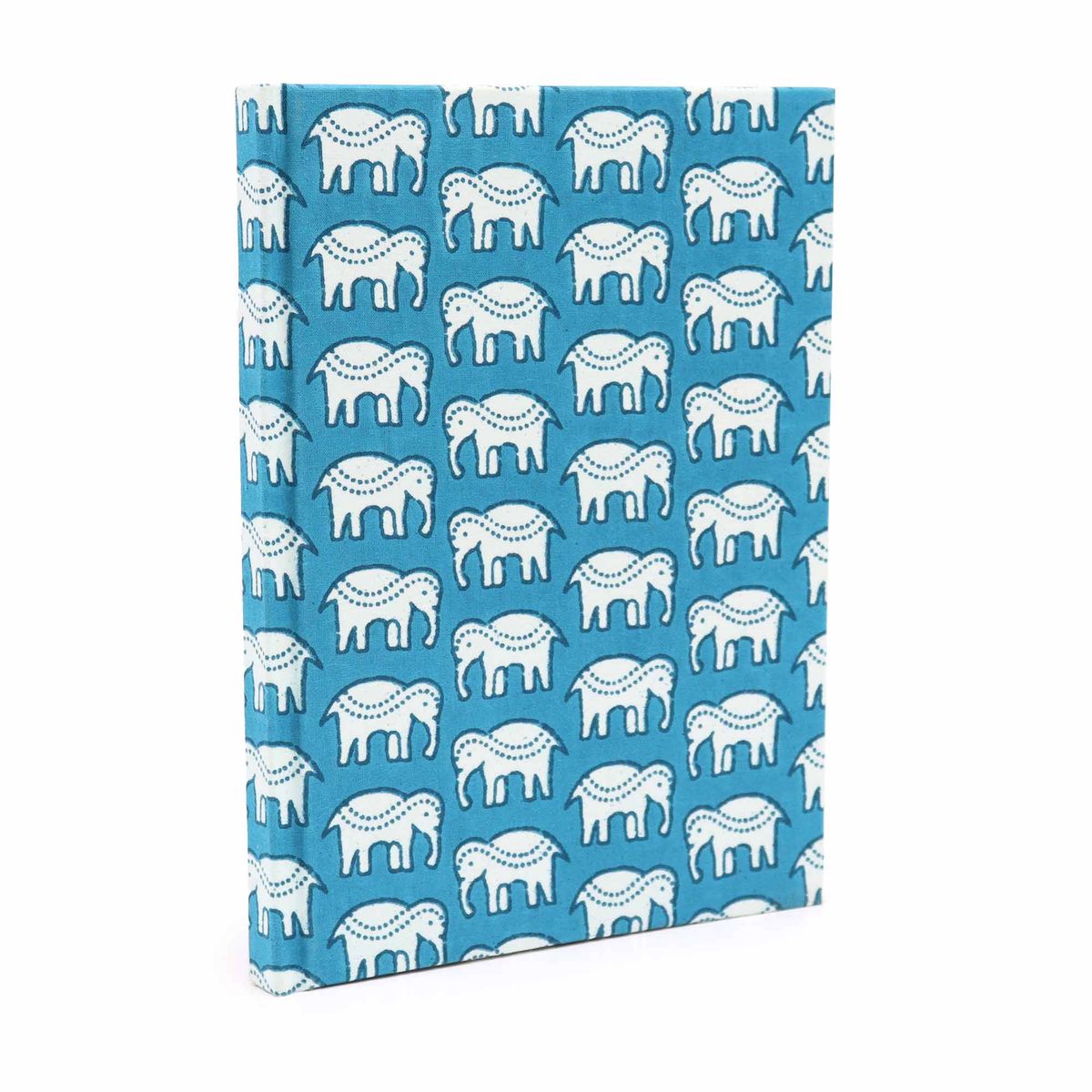 Cotton Bound Notebook – Teal Elephants, 20x15cm, 96 Pages
