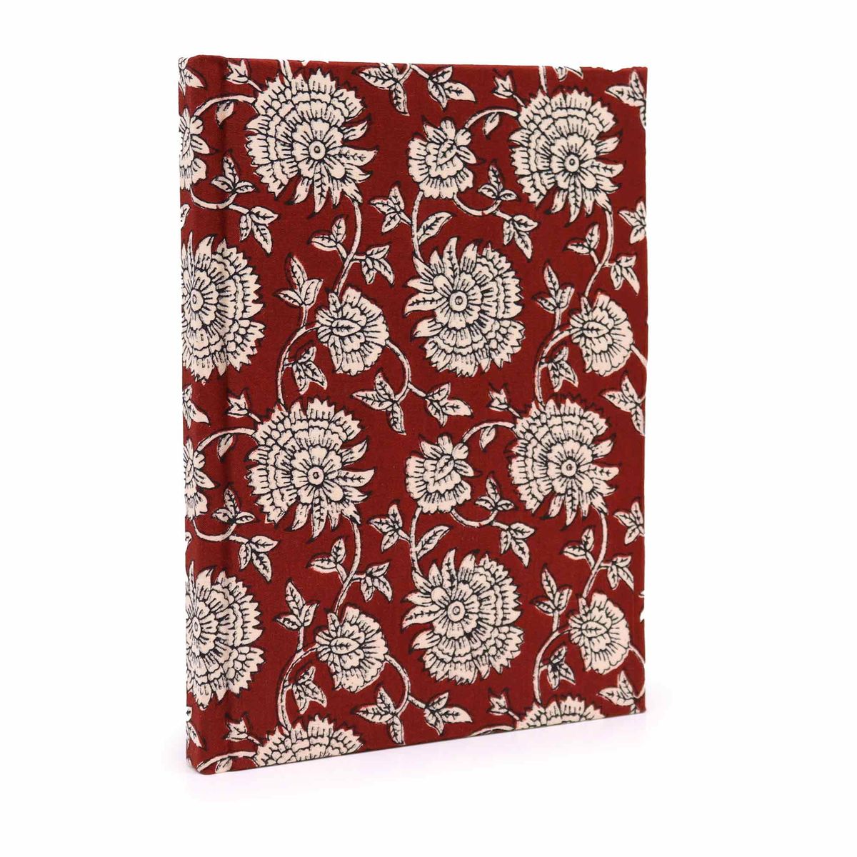 Cotton Bound Notebook – Burgundy Floral, 20x15cm, 96 Pages