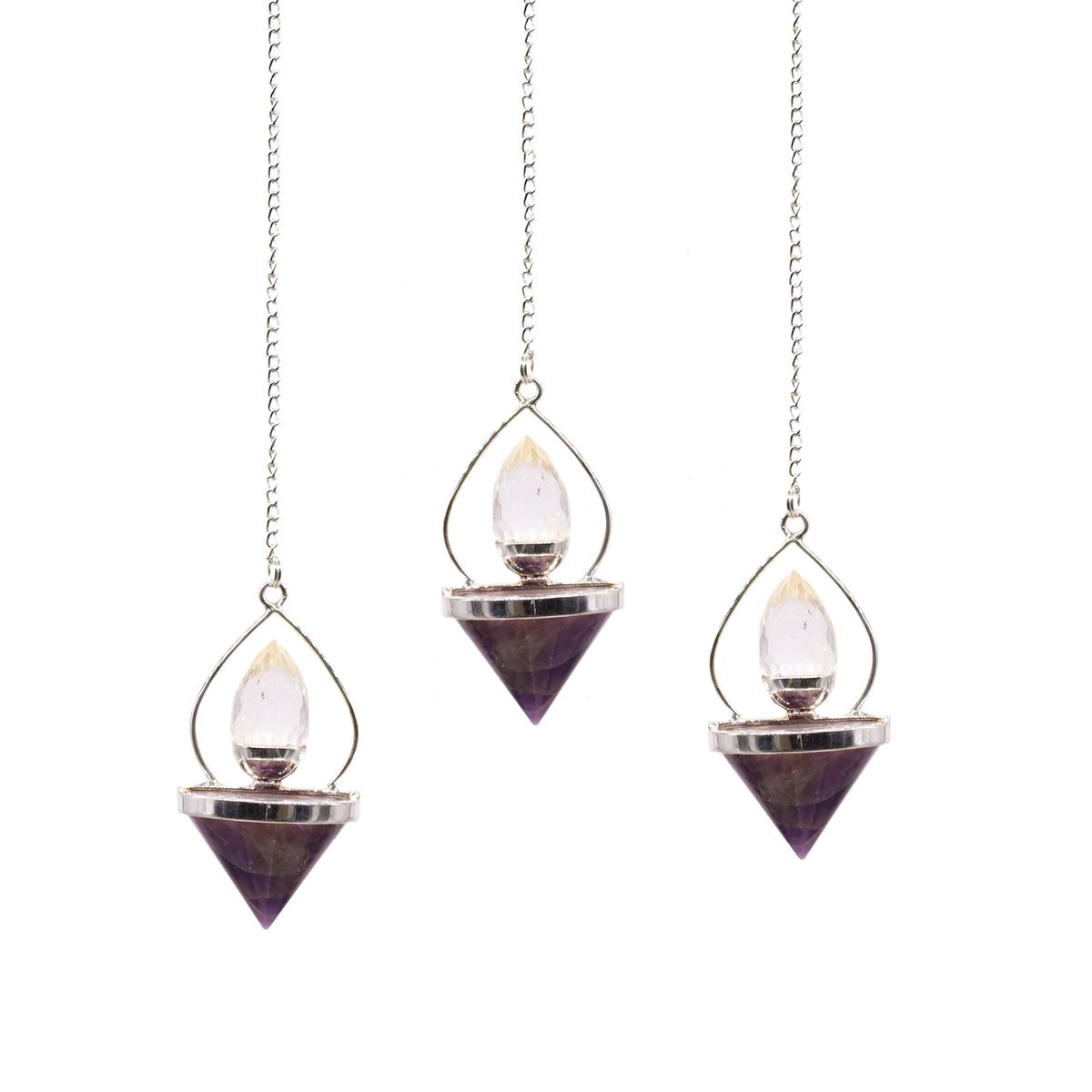 Lantern of Life Gemstone Pendulum – Amethyst & Rock Quartz