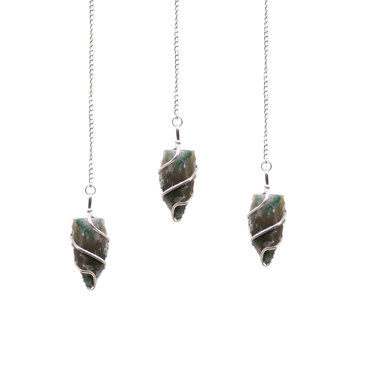Raw Gemstone Pendulum – Moss Agate