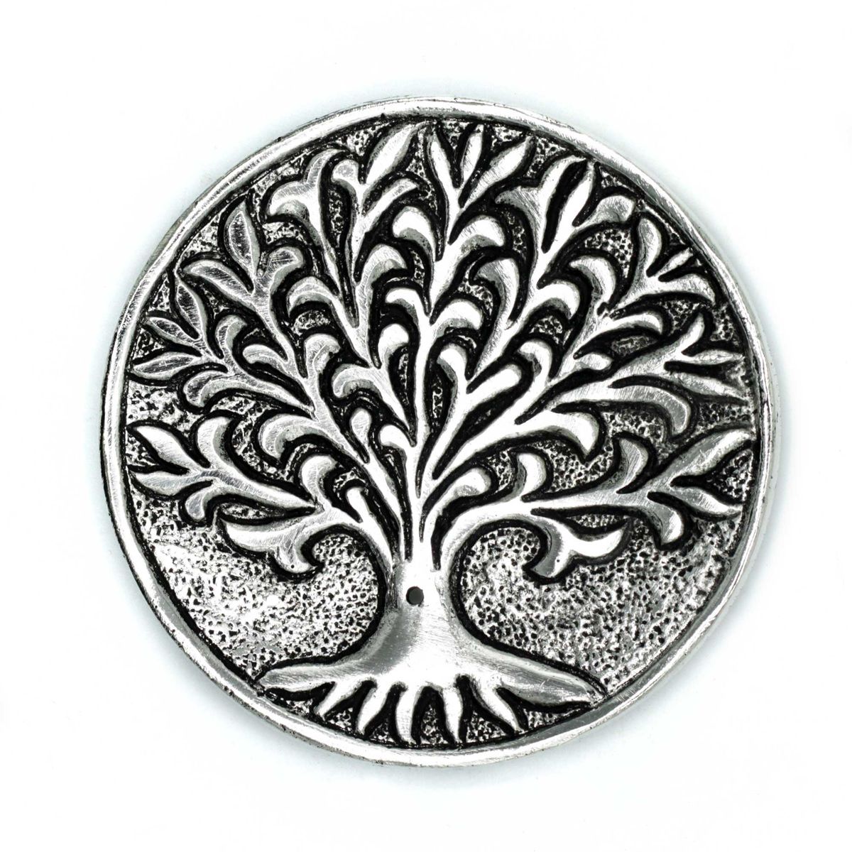 Polished Aluminium Tree of Life Incense Holder – 10cm