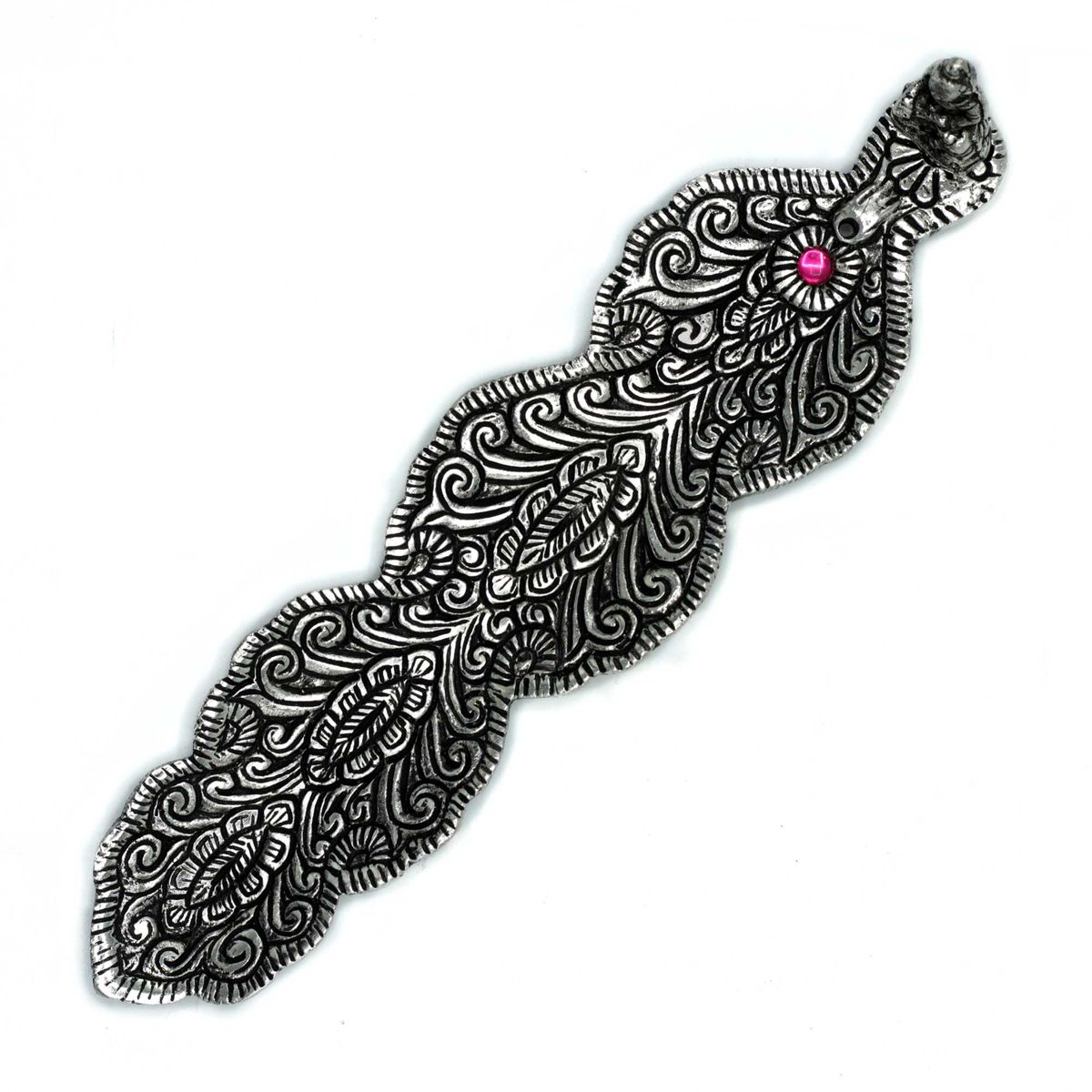 Polished Aluminium Buddha Long Incense Holder – 20cm