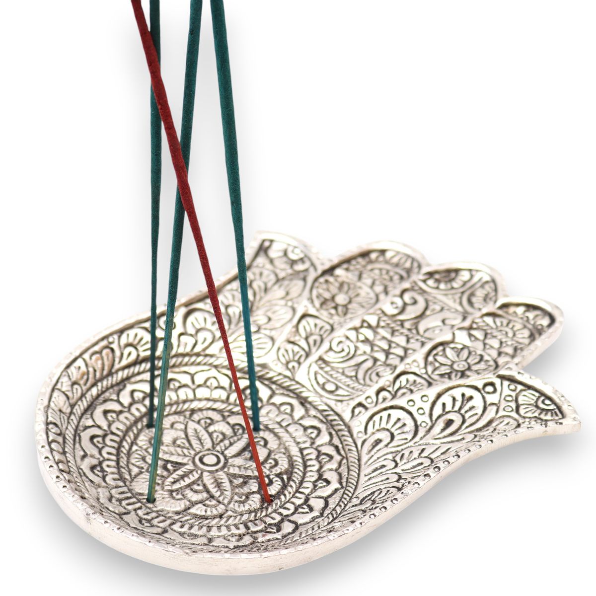 Polished Aluminium Hamsa Incense Holder – Large