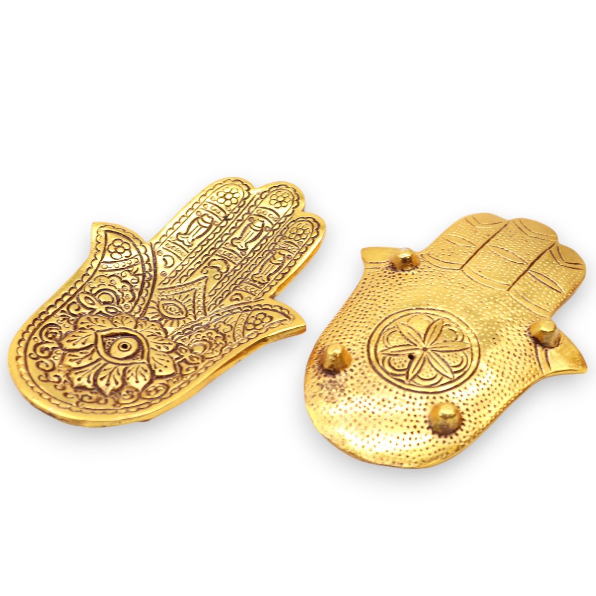 Gold Aluminium Small Hamsa Incense Holder