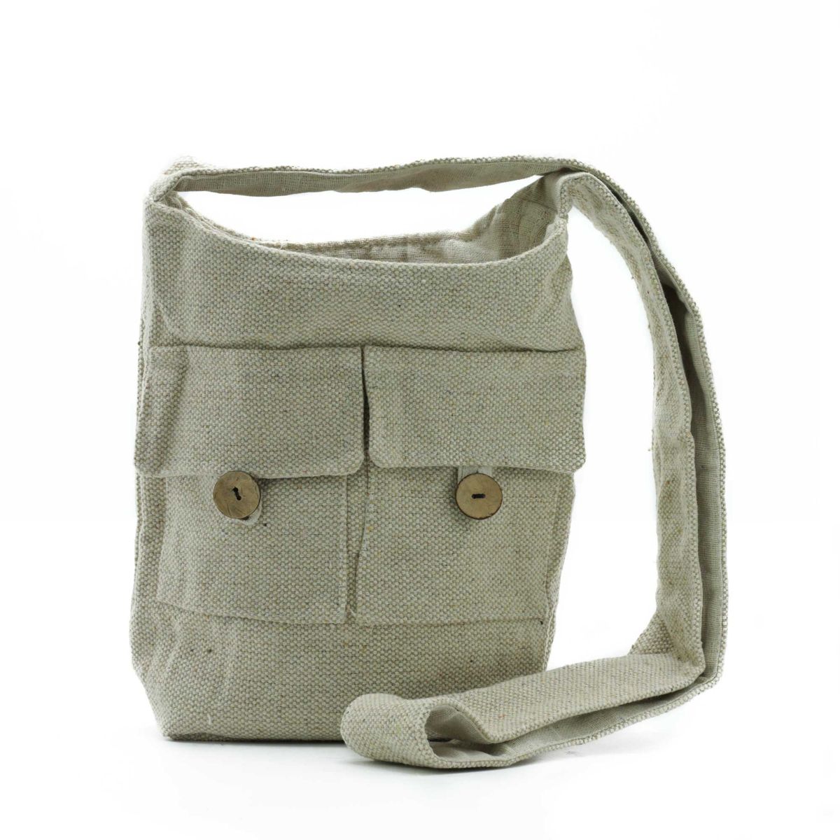 Natural Tones Two Pocket Cotton Bag – Natural, Medium