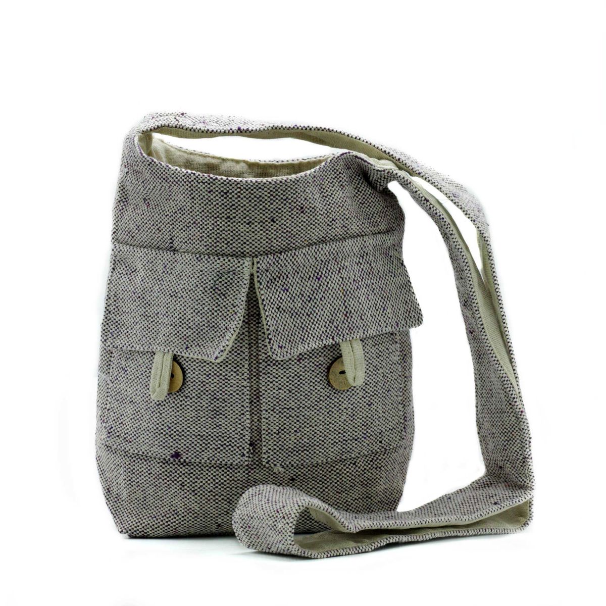 Natural Tones Two Pocket Cotton Bag – Soft Lavender, Medium