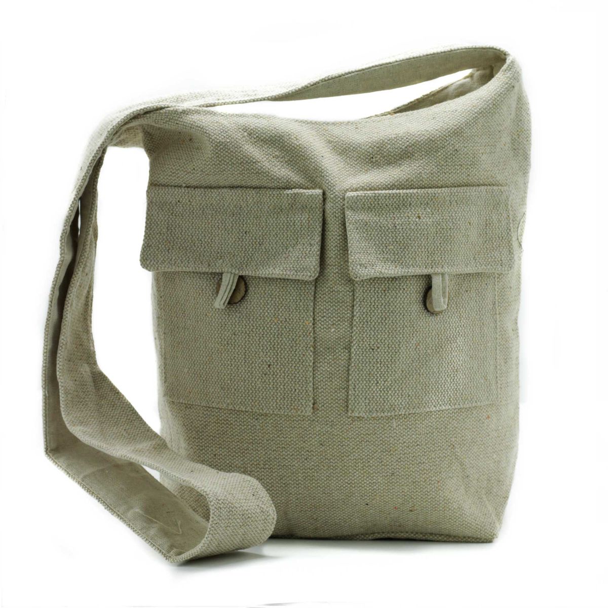 Natural Tones Two Pocket Cotton Bag – Natural, Large