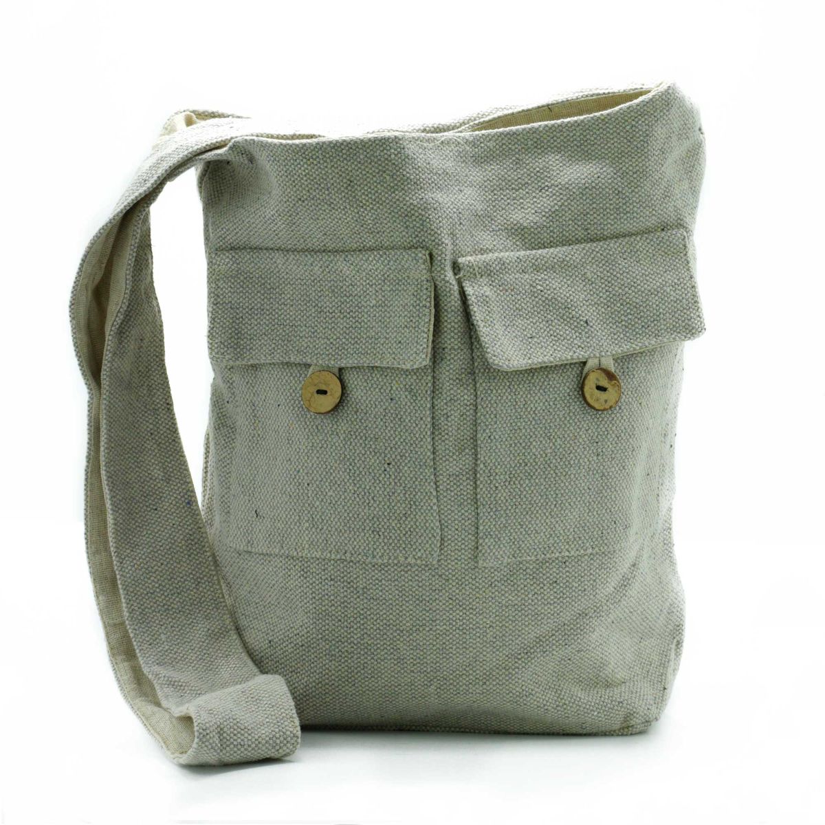 Natural Tones Two Pocket Cotton Bag – Stone, Large