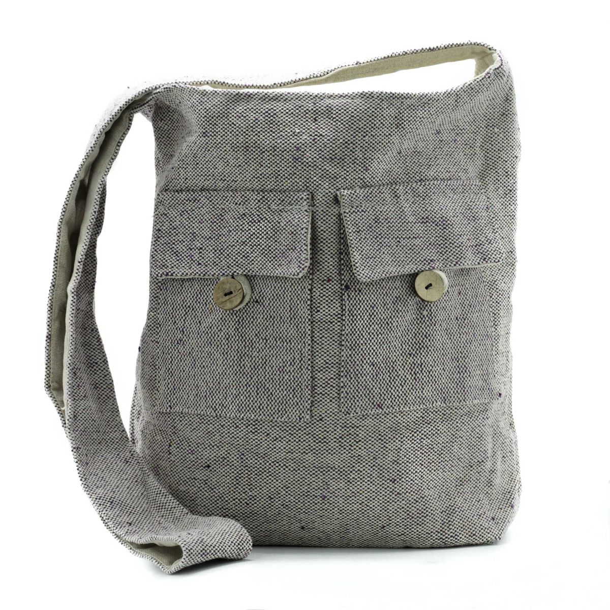 Natural Tones Two Pocket Cotton Bag – Soft Lavender, Large