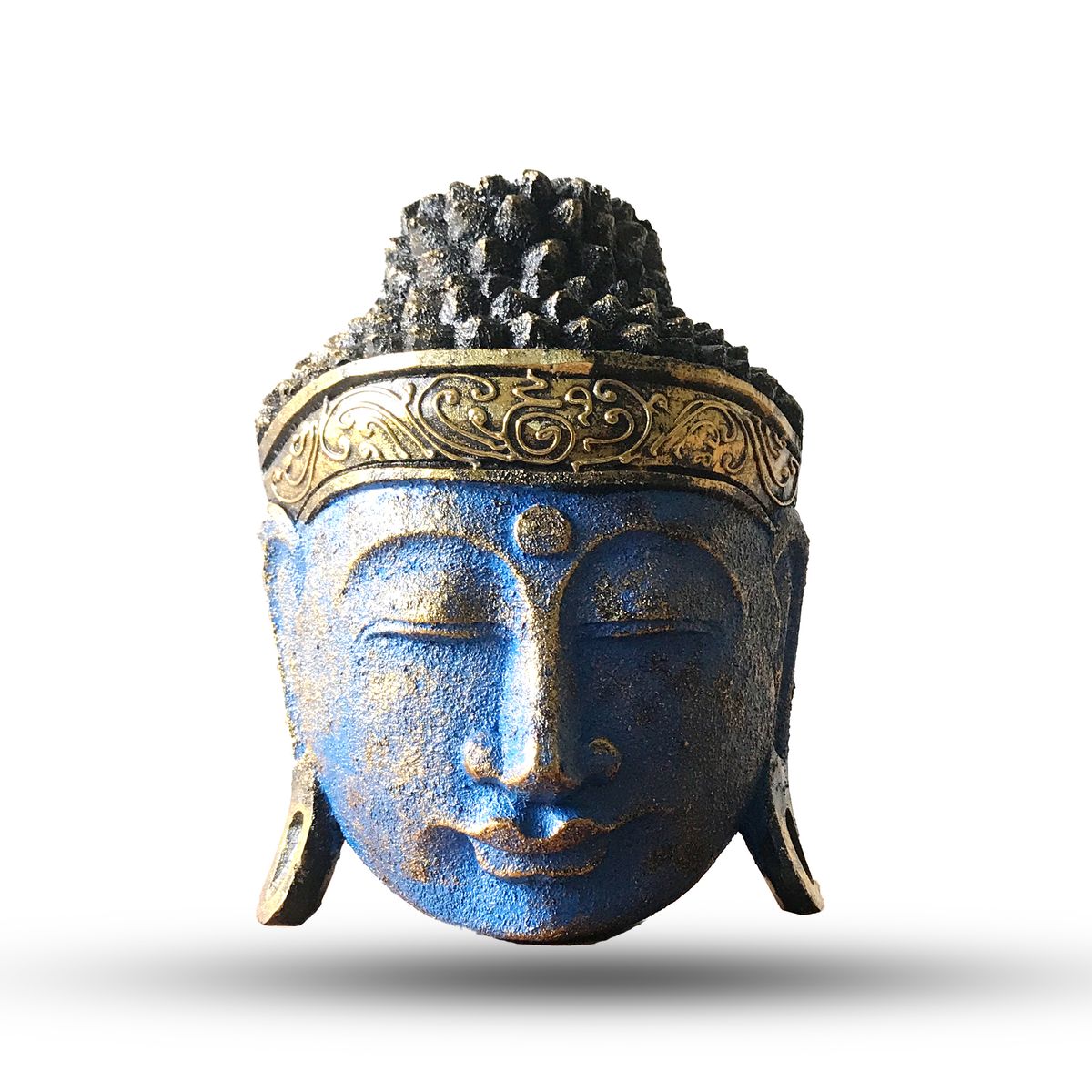 Decorative Buddha Head – Blue Shine Finish, 25cm
