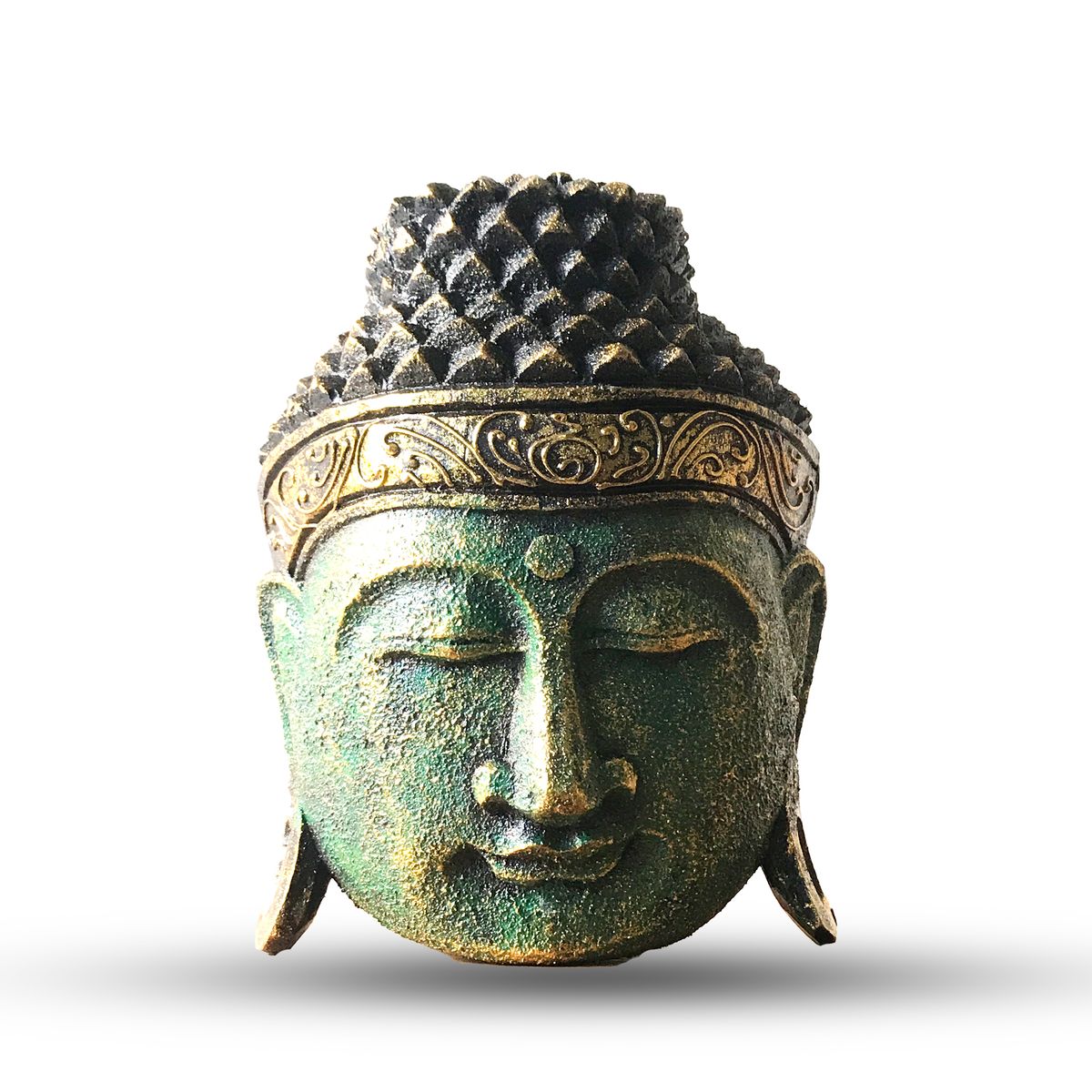 Decorative Buddha Head – Green Shine Finish, 25cm