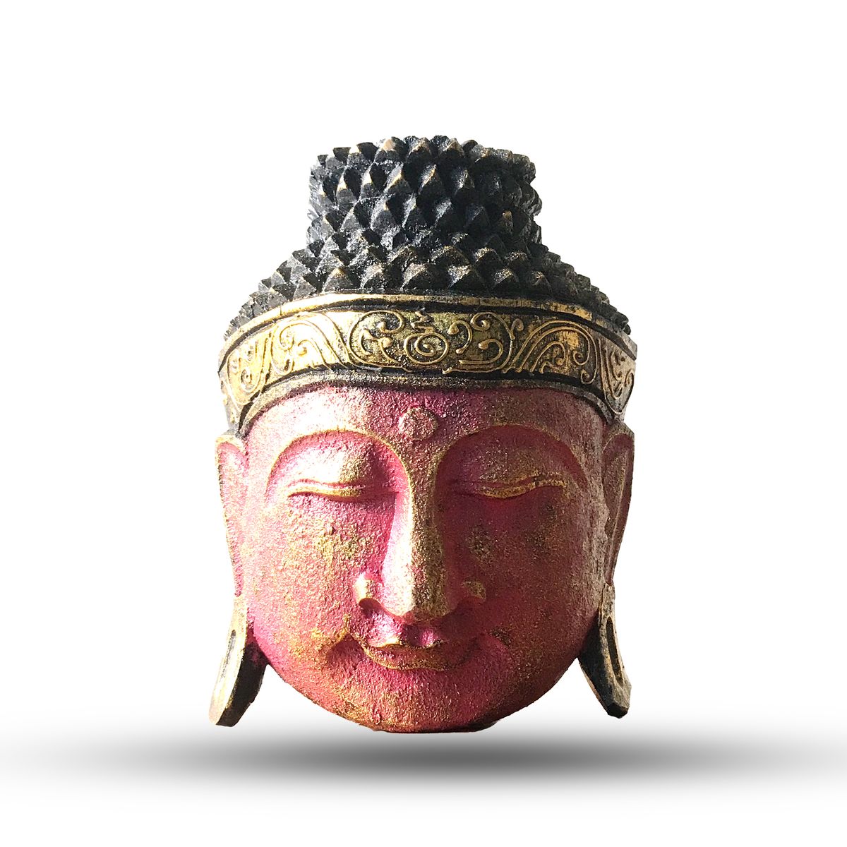 Decorative Buddha Head – Red Shine Finish, 25cm