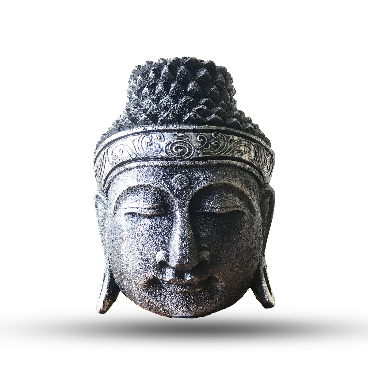 Decorative Buddha Head – Silver Shine Finish, 25cm