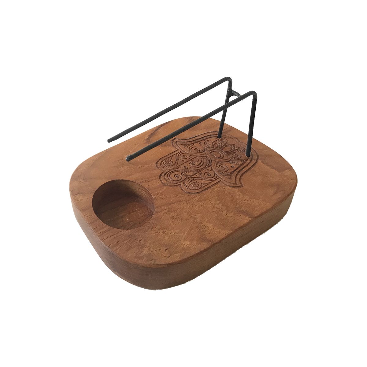 Palo Santo Heater – Teak Wood, Hamsa Design