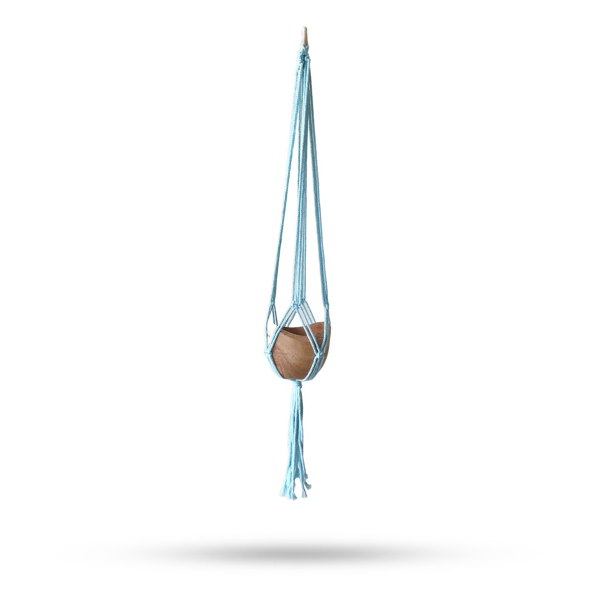 Classic Macrame Plant Hanger – Powder Blue, Medium Pot