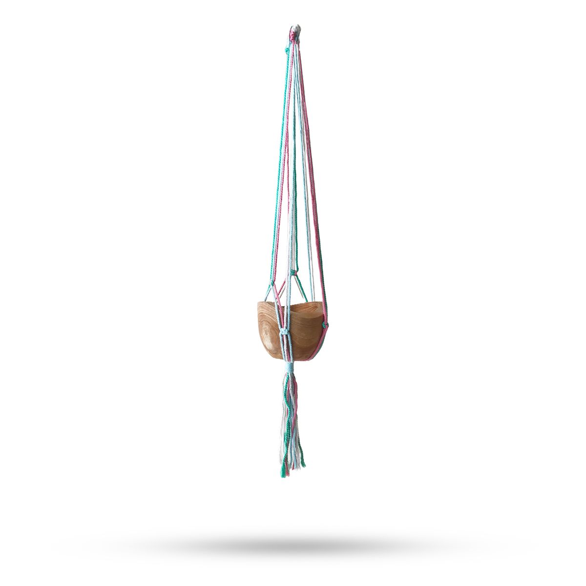 Classic Macrame Plant Hanger – Pastel Terrace Tones, Medium Pot