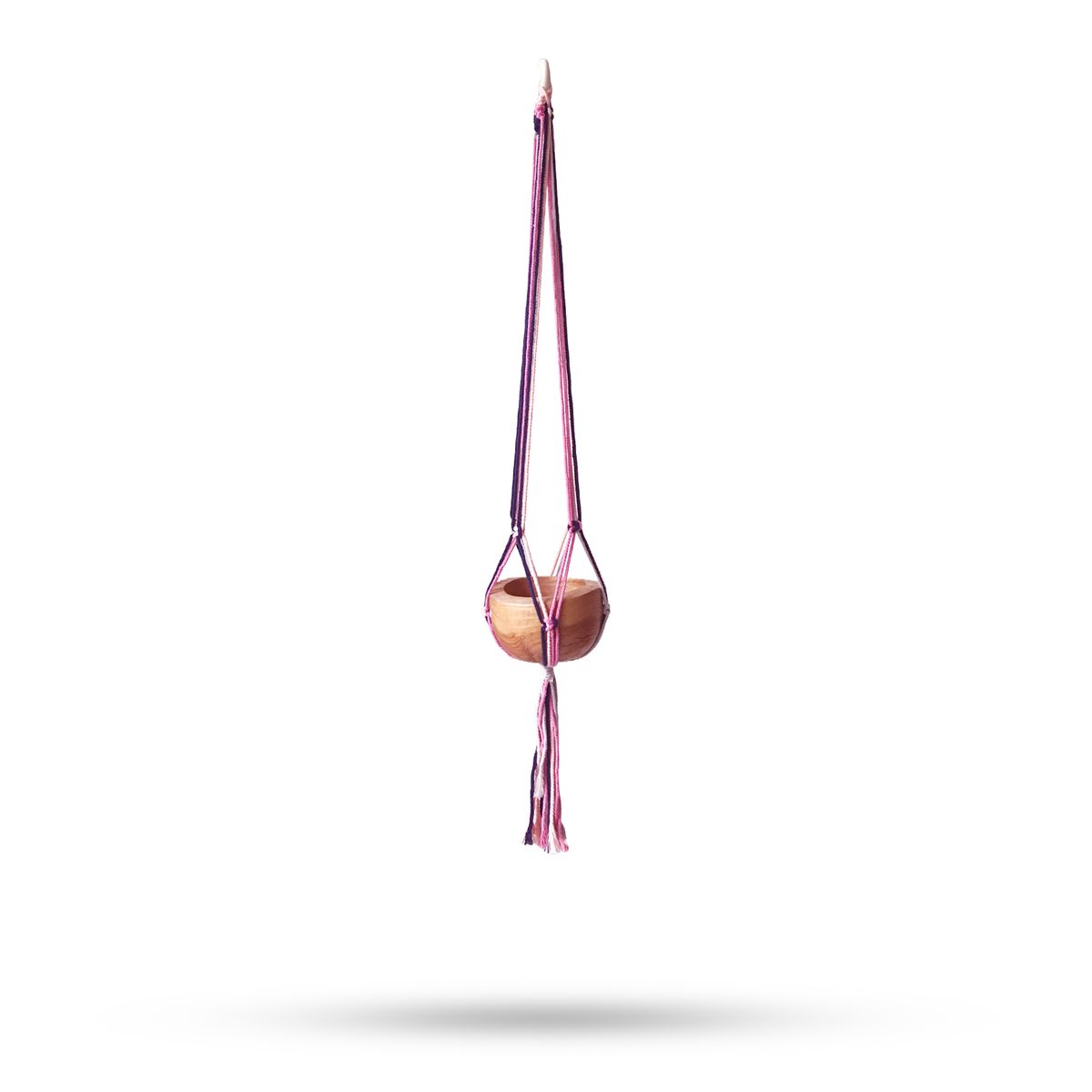 Classic Macrame Plant Hanger – Pastel Living Room Tones, Medium Pot