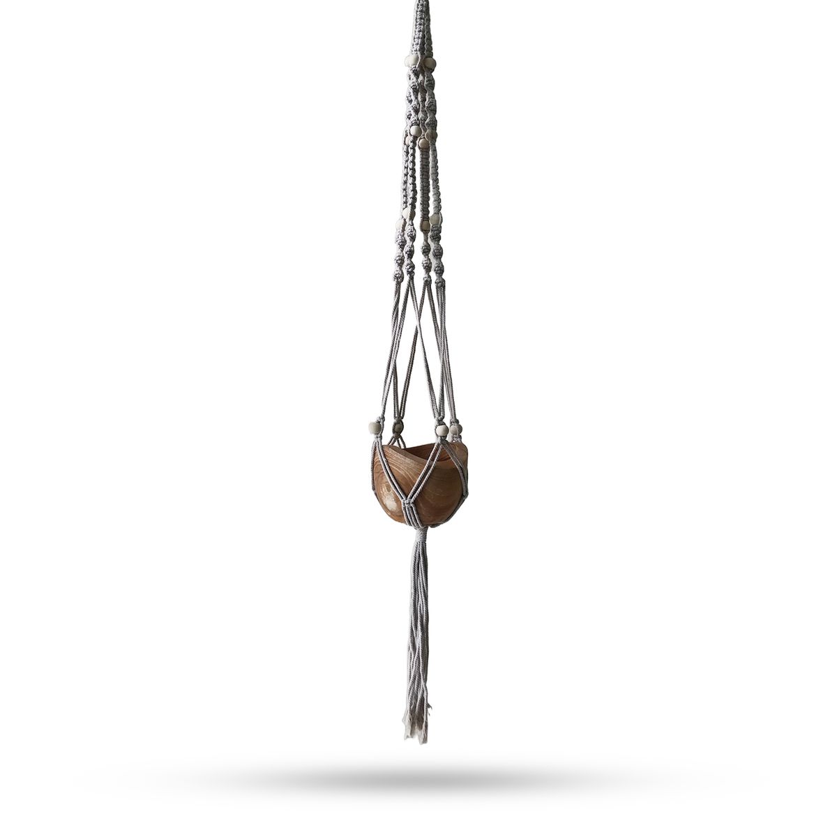 Beaded Macrame Plant Hanger – Beige, 1m