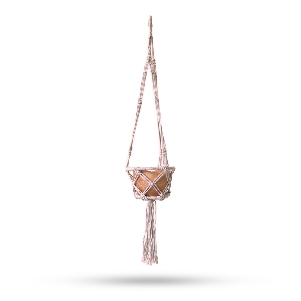 Macrame Hooped Plant Hanger – Beige, Small 16cm Hoop