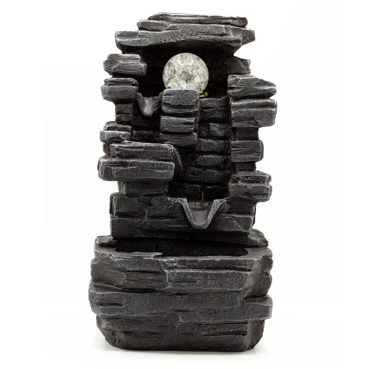 Tabletop Water Feature – Slab Rocks & Crystal Ball, 35cm