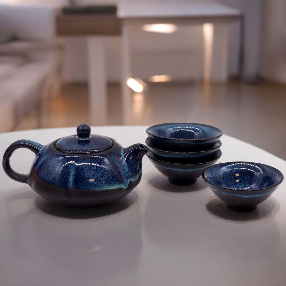 Herbal Teapot Set – Blues, Pot & Four Cups