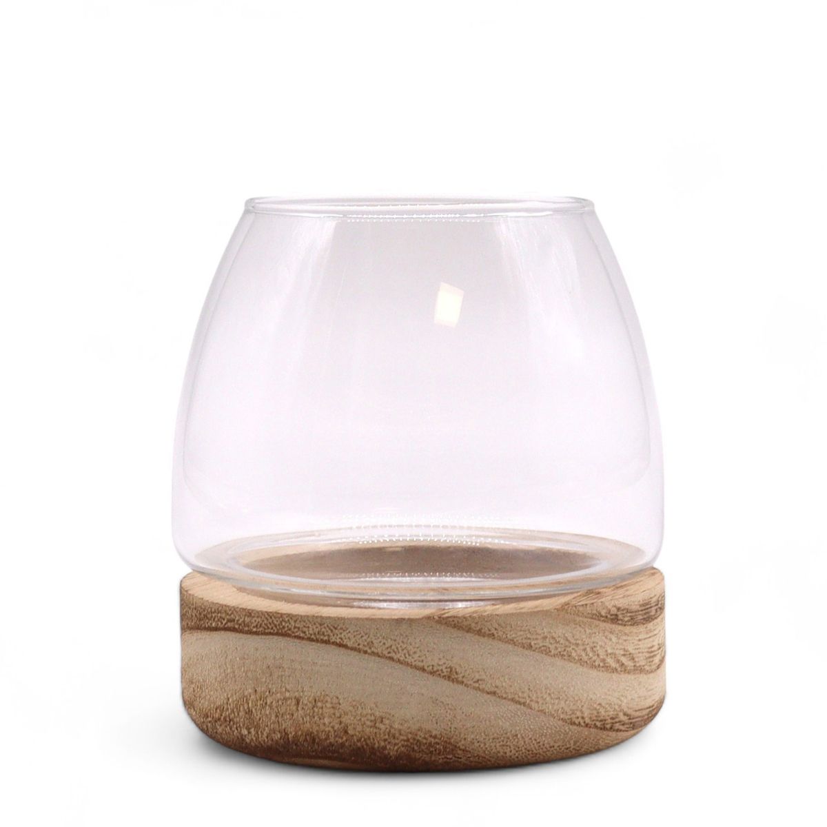 Glass Terrarium on Natural Tung Wood – Mini